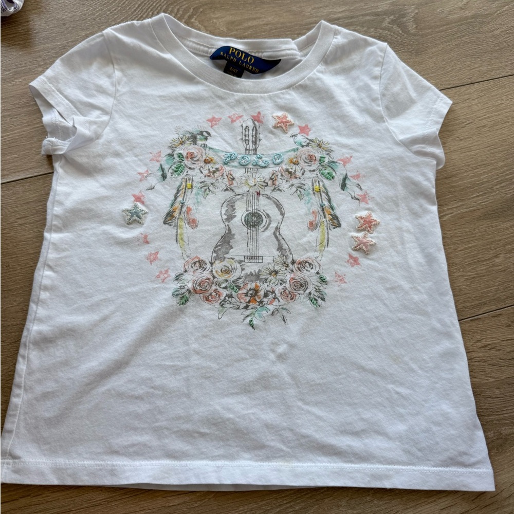 Polo by Ralph Lauren White Kids Guitar Graphic Tee